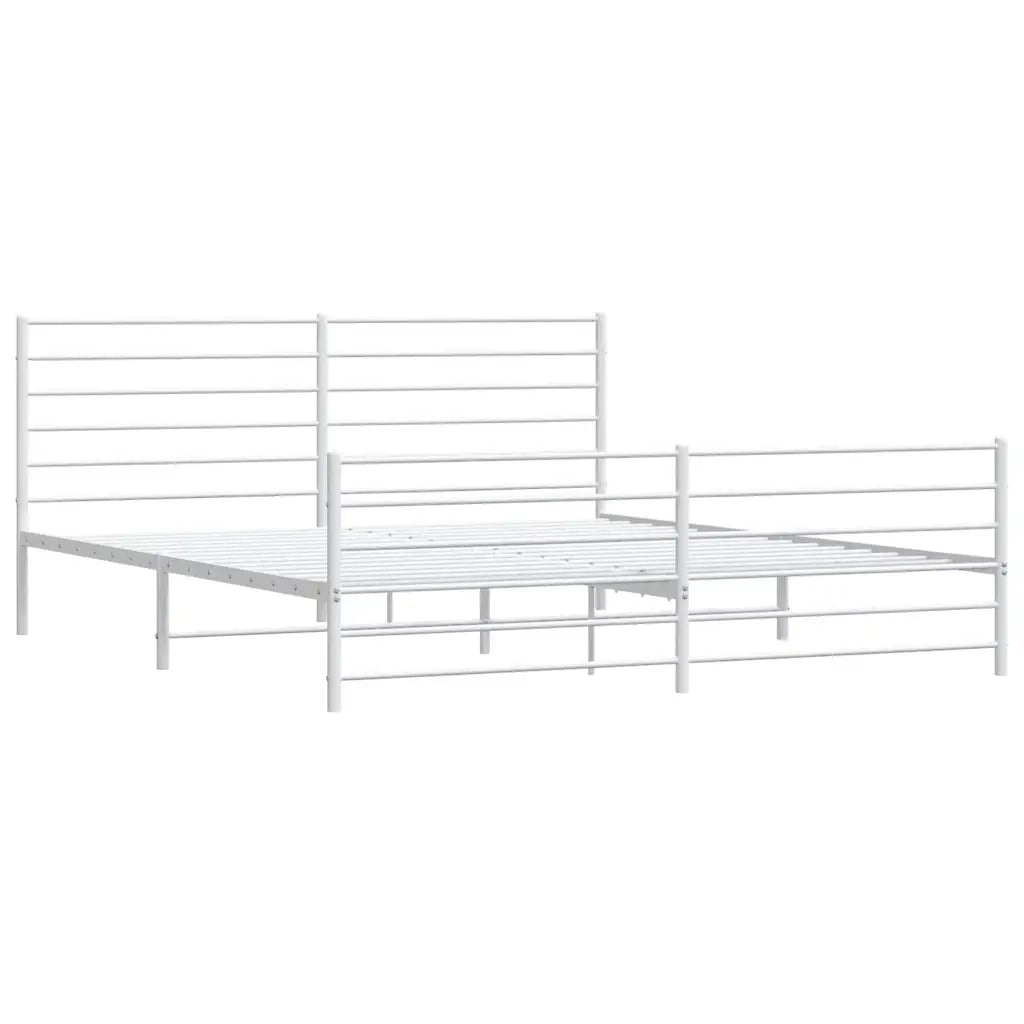 Giroletto con Testiera e Pediera Metallo Bianco 193x203 cm 352392