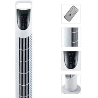 Ventilatore Colonna Oscillante Silenzioso 40 W con Telecomando, Pannello di Controllo Tattile, 3 Velocità, Ø18 x 78,5H cm, Bianco