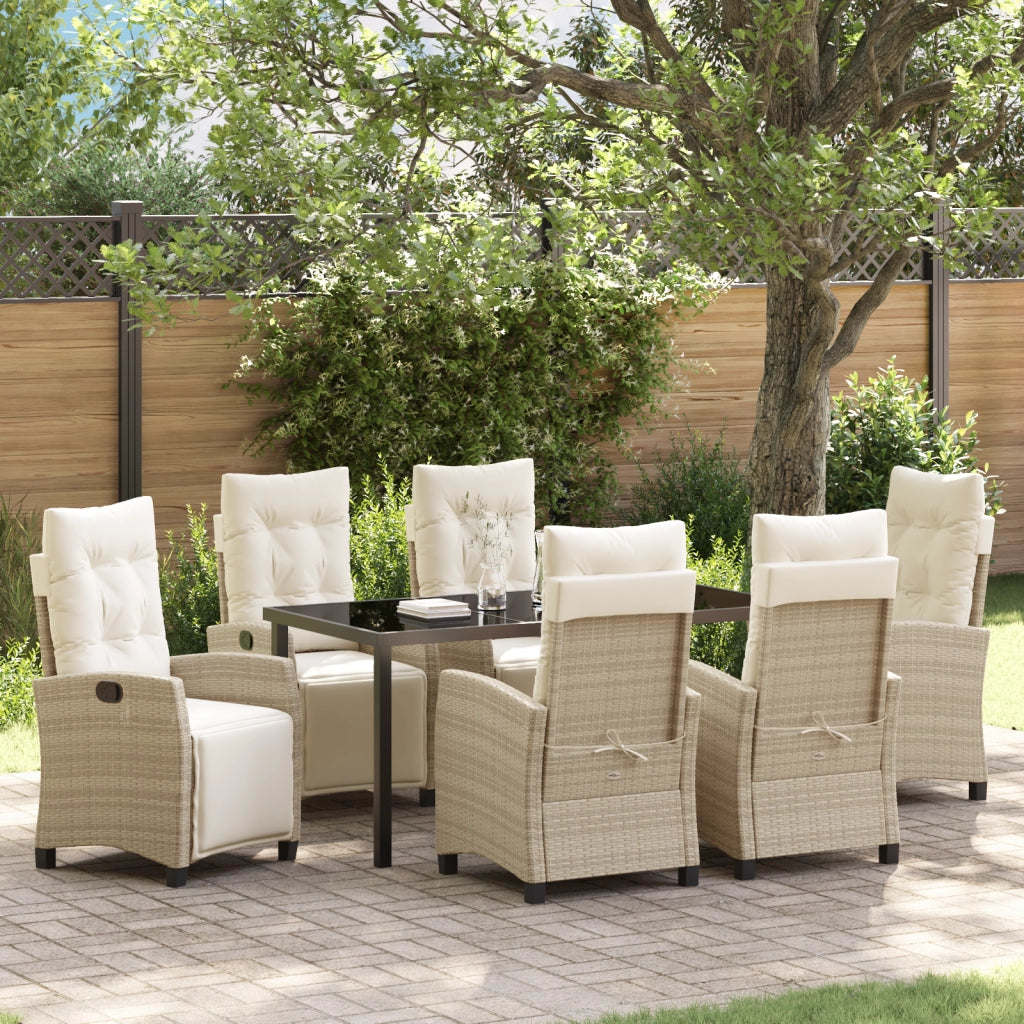 Set da pranzo da giardino 7 pezzi Beige Rattan Polimerico