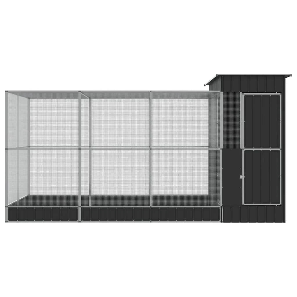 Voliera a gabbia con estensione in argento 416 x 203 x 216 cm acciaio argento 02_0045653