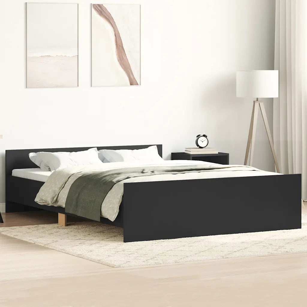 Giroletto con Testiera e Pediera Nero 140x200 cm 3203748