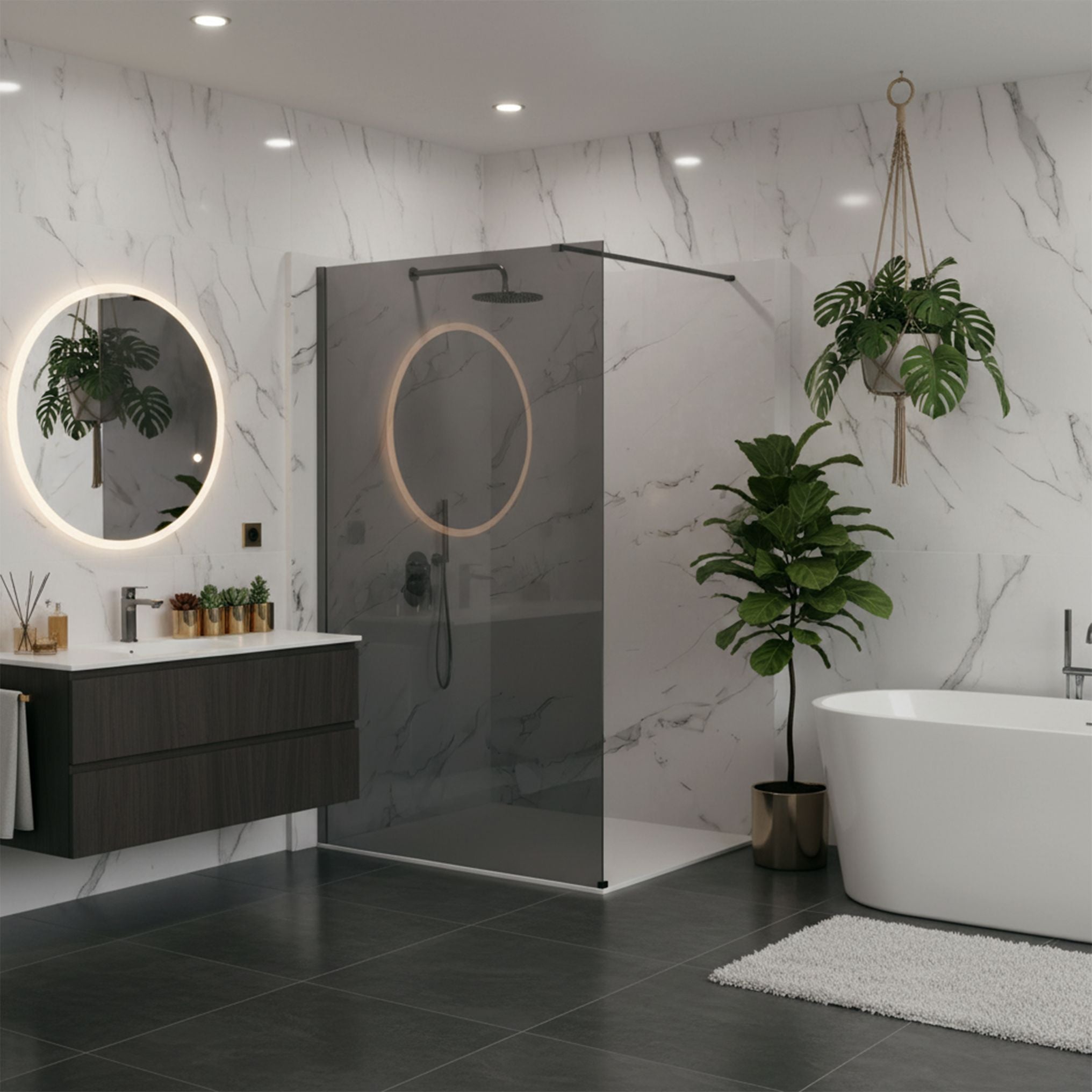 Parete Doccia Rea Flexi Grey / Titan 130