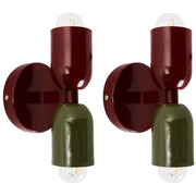 Set di 2 lampade da parete a due luci Up-Down Scones rosso e verde