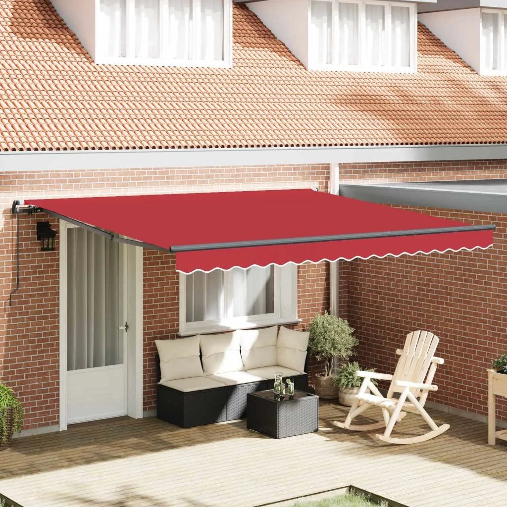Tenda retrattile-Tenda parasole per balcone Rosso 400 ¡Á 300 cm Poliestere e Acciaio