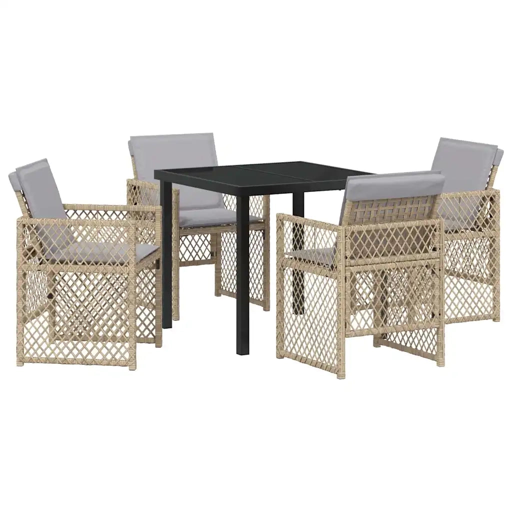 Set da Pranzo per Giardino 5 pcs Beige polyrattan 3380641