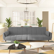 Divano Letto a 2 Posti con 2 Cuscini Grigio Chiaro in Velluto 337582