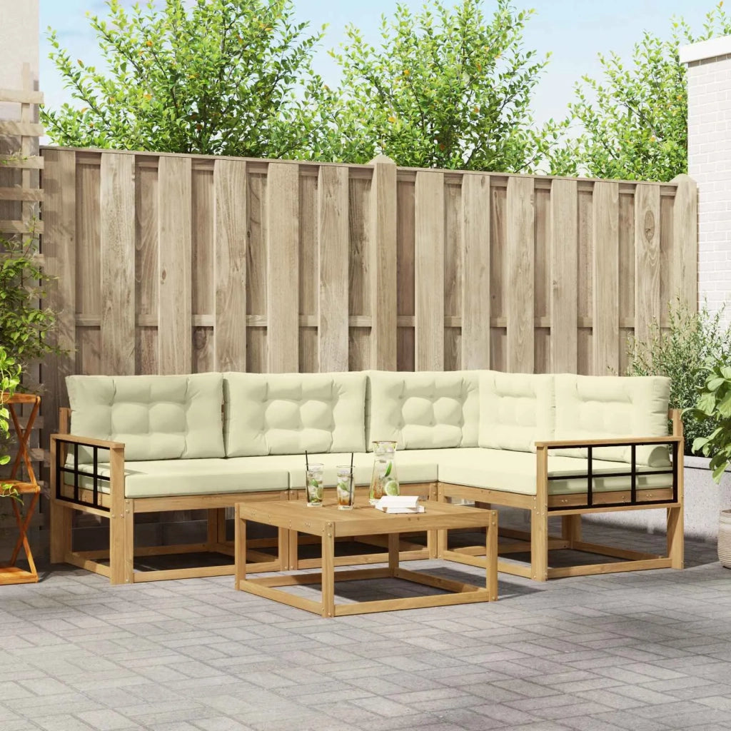 Set di divani da esterno 5 pcs Bianco e Crema 79 x 79 x 37 cm
