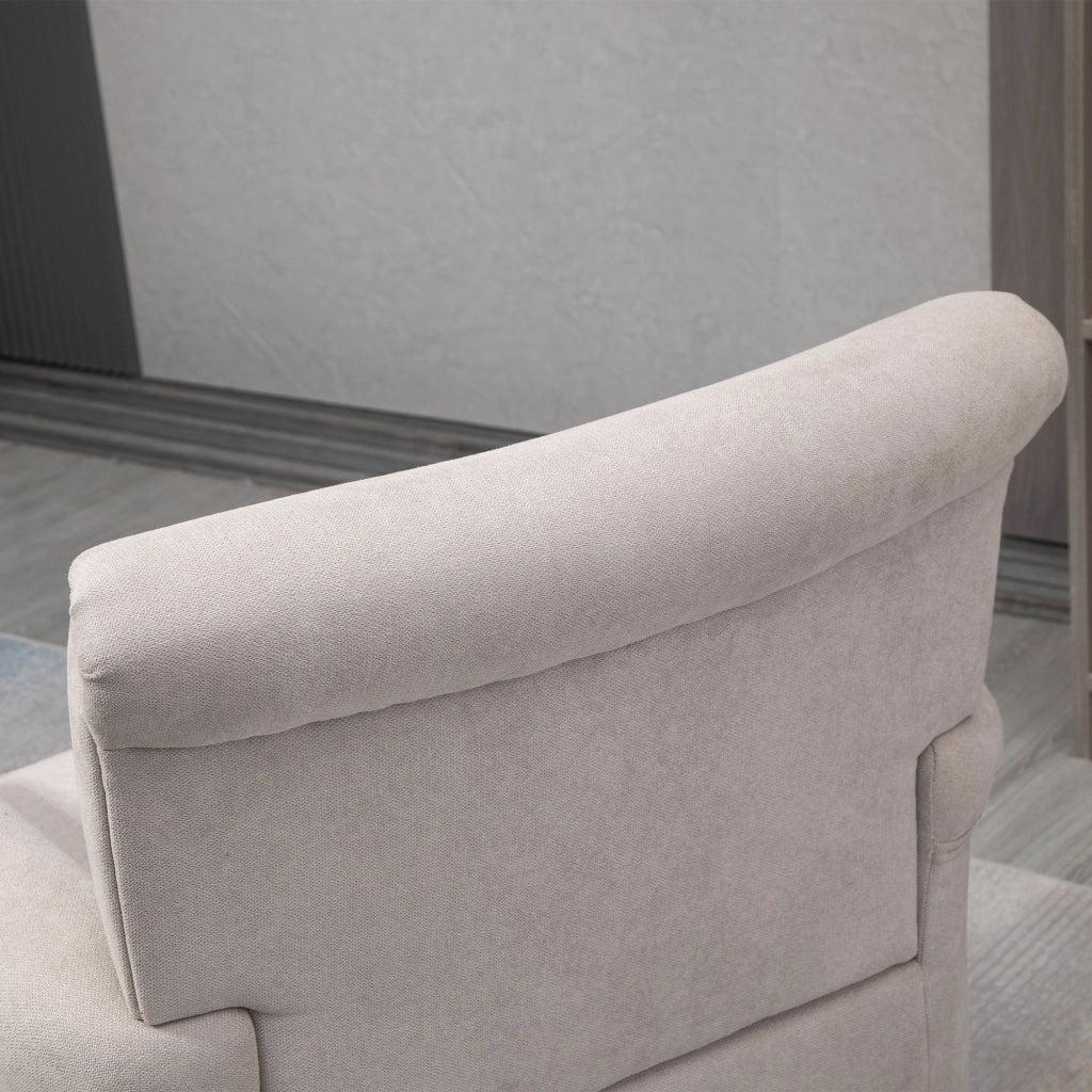 Poltrona d'Arredo in Stile Nordico con Braccioli, in Legno e Poliestere, 79x78x87 cm, Grigio e Marrone