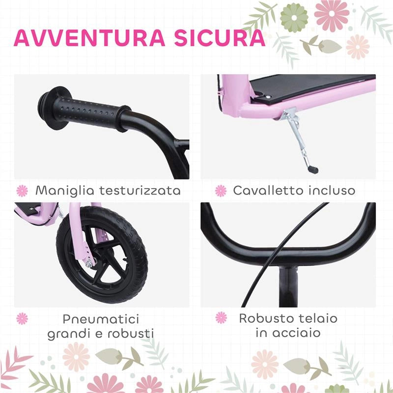MONOPATTINO PER BAMBINI 5-12 ANNI CON FRENO POSTERIORE E MANUBRIO REGOLABILE, 120X52X80-88 CM, ROSA