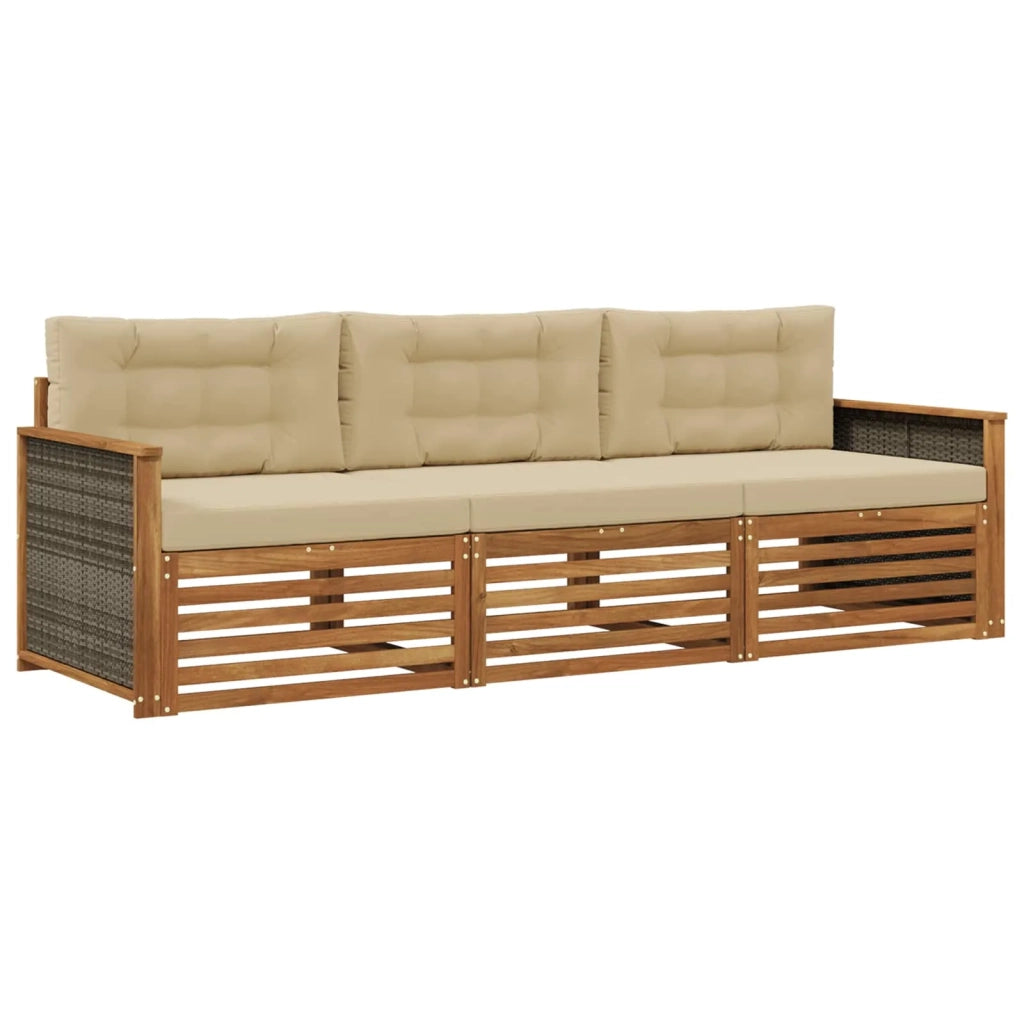 Set di divani da esterno 3 pz Naturale e Beige 3382961