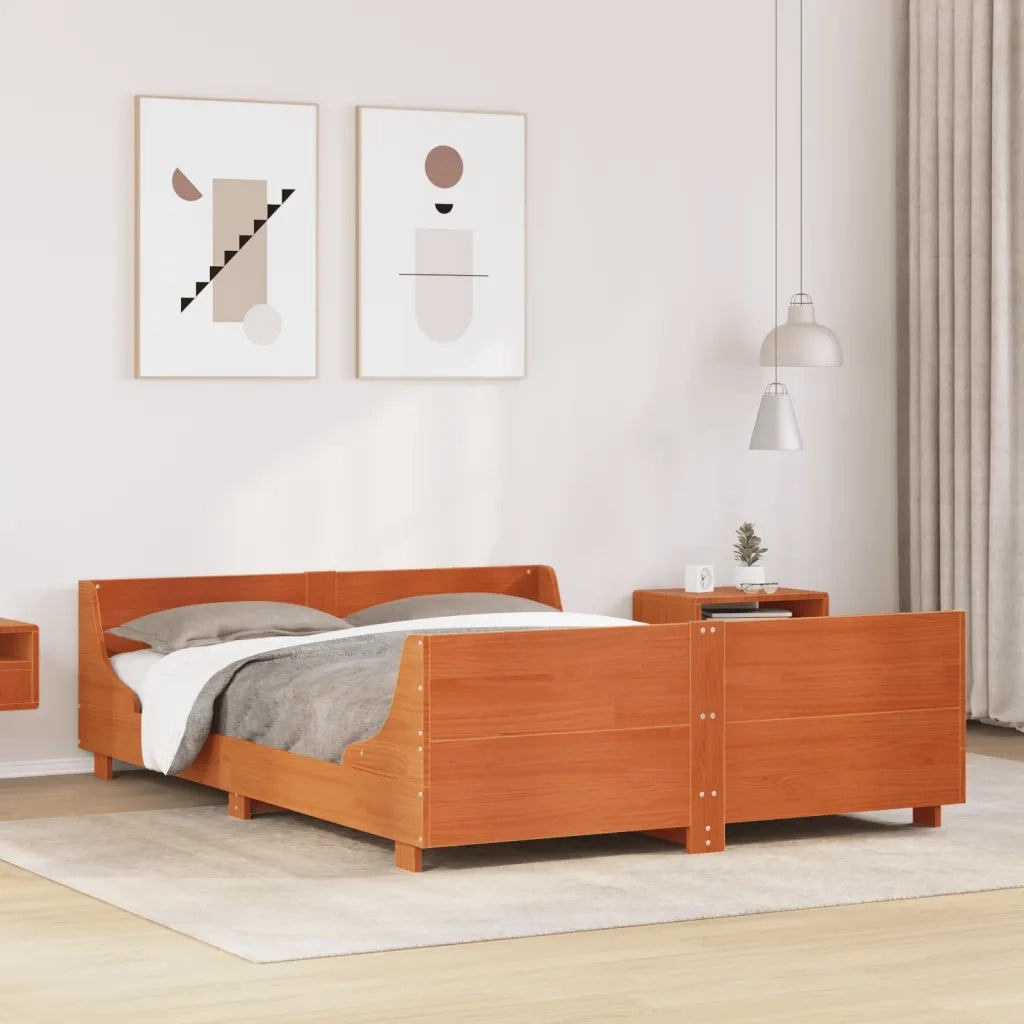 vidaXL Letto senza Materasso Marrone Cera 150x200 cm in Legno di Pino