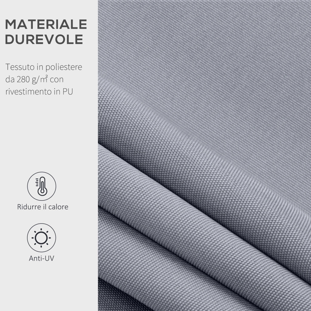 Tenda da Sole da Esterno 250x200 cm Avvolgibile Manualmente in Alluminio e Poliestere Grigio e Bianco