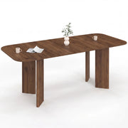IDMarket - CAPUCINE Tavolo da pranzo rettangolare rotondo allungabile per 6-10 persone con 4 gambe arrotondate in noce 160-200 cm
