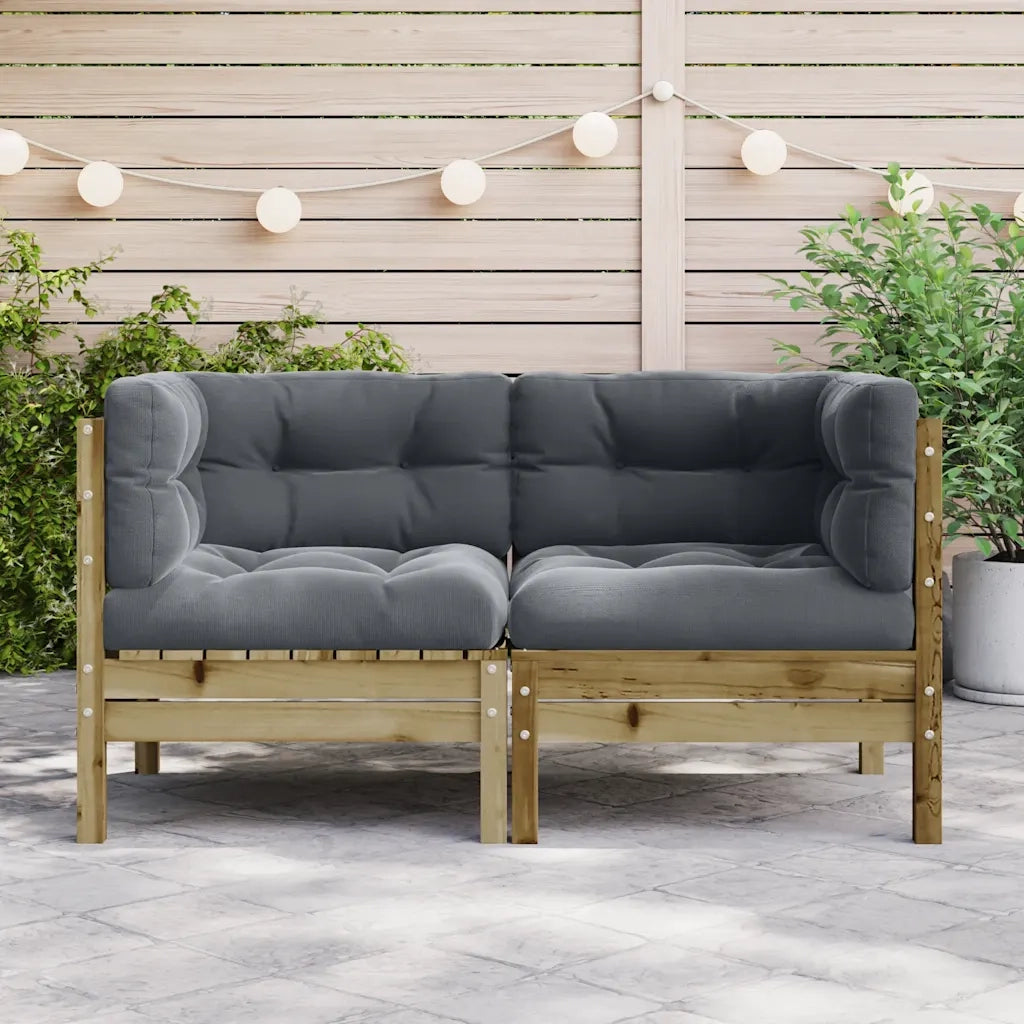 Divani Angolari da Giardino Cuscini 2pz Legno Impregnato Pino 838156