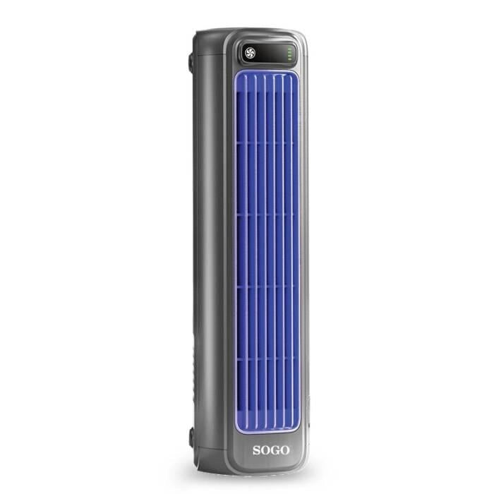 Ventilatore a torre ricaricabile senza pale, 3 velocità, display LED, batteria 2000 mAh, funzione da tavolo e parete - SOGO