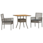 Set da Pranzo per Giardino 3 pz | Set Salotto da Giardino Grigio polyrattan