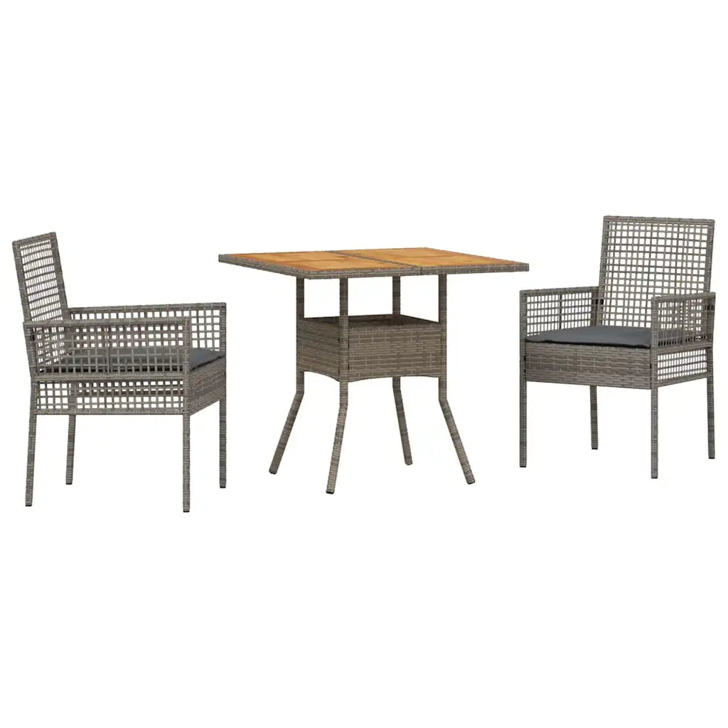 Set da Pranzo per Giardino 3 pz | Set Salotto da Giardino Grigio polyrattan