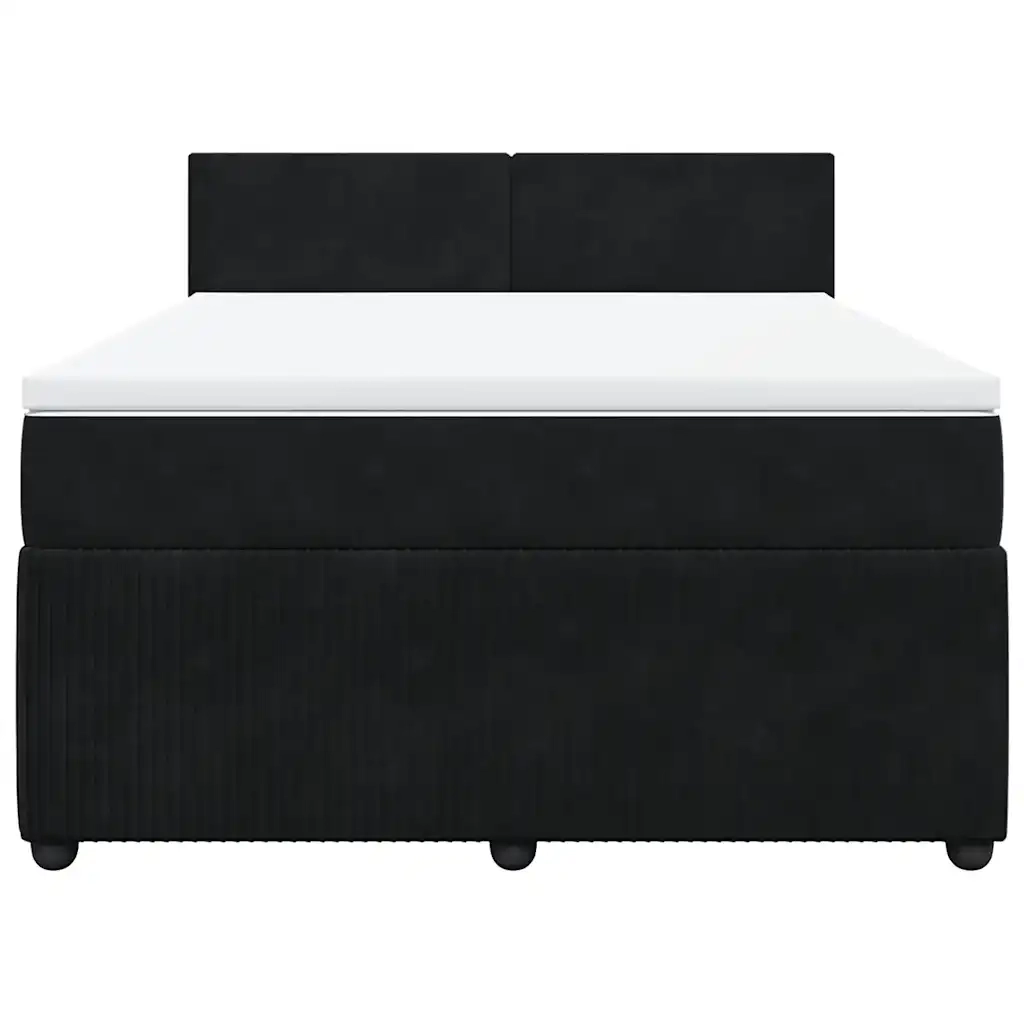 Giroletto a Molle con Materasso Nero 160x200 cm in Velluto 3290078