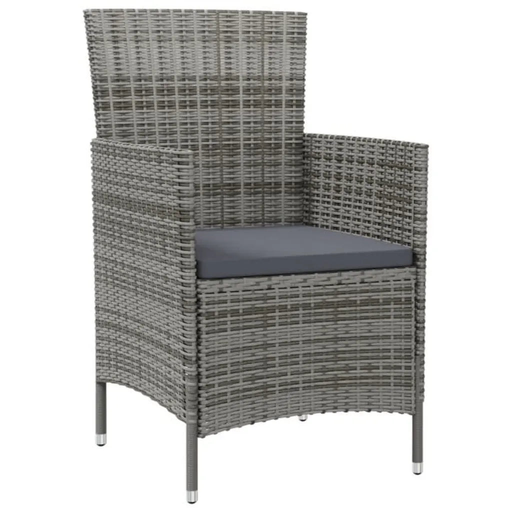 Set da Pranzo da Esterno 5 pz con Cuscini in Polyrattan Grigio 3094881