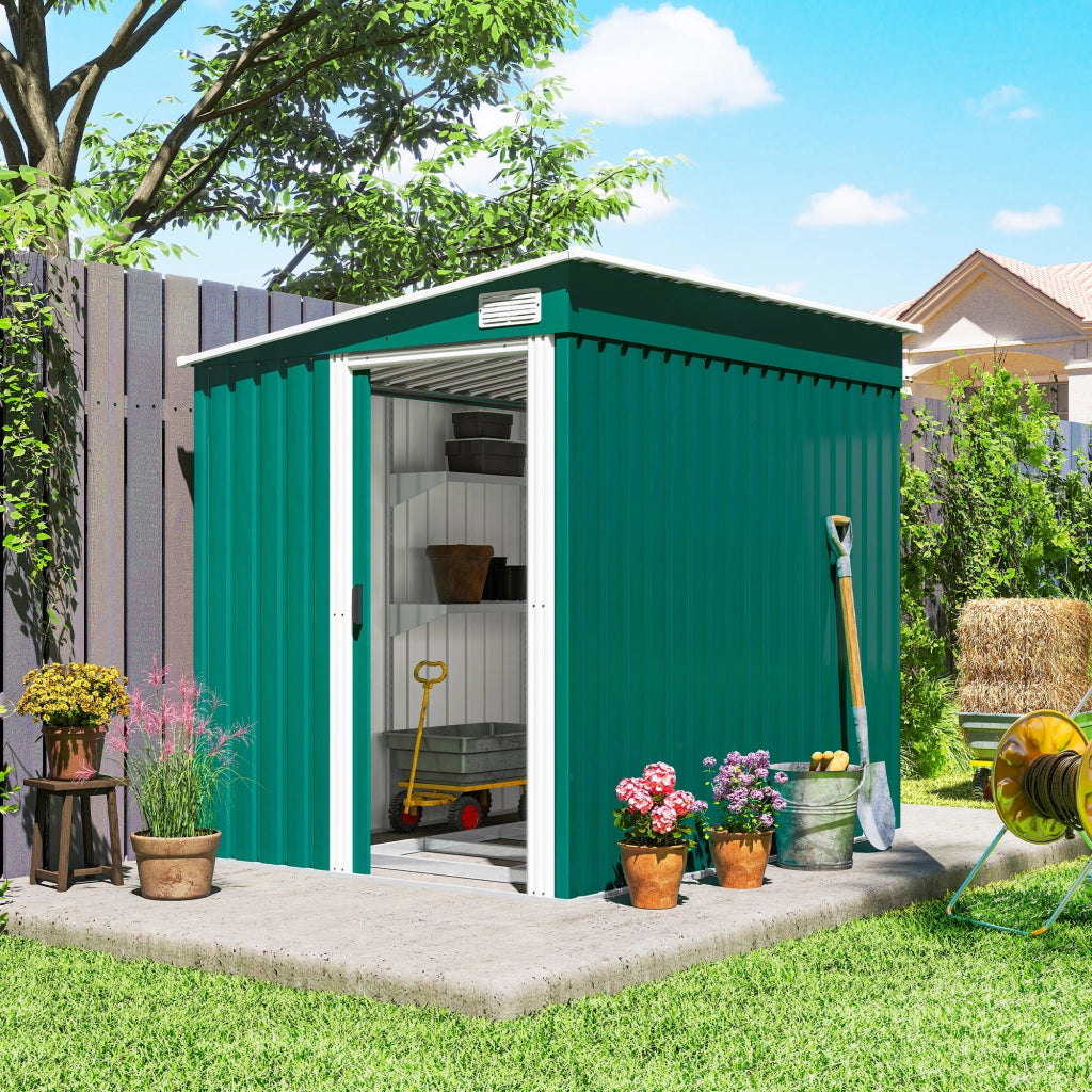 Capanno Attrezzi Giardino in Metallo ¨C Zephmum ¨C Verde 150x200x200 cm