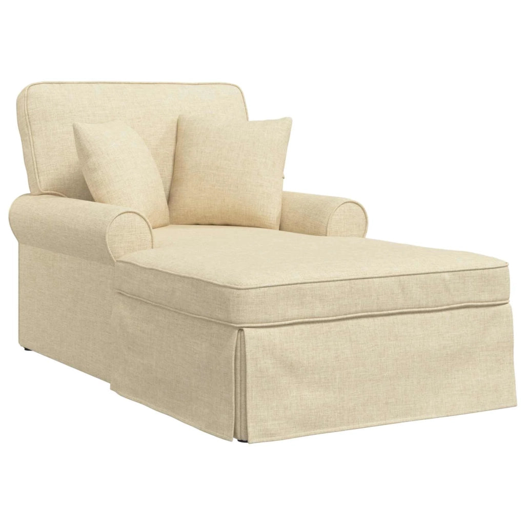 Chaise Longe con Gonna con cuscino 3 pcs Crema Tessuto 42022945
