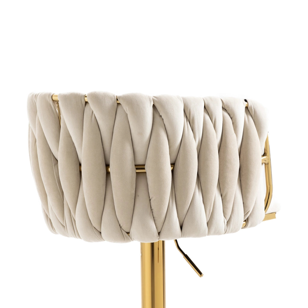 SGABELLO BAR Girevole Regolabile 53x51x87-105 cm Velluto Avorio