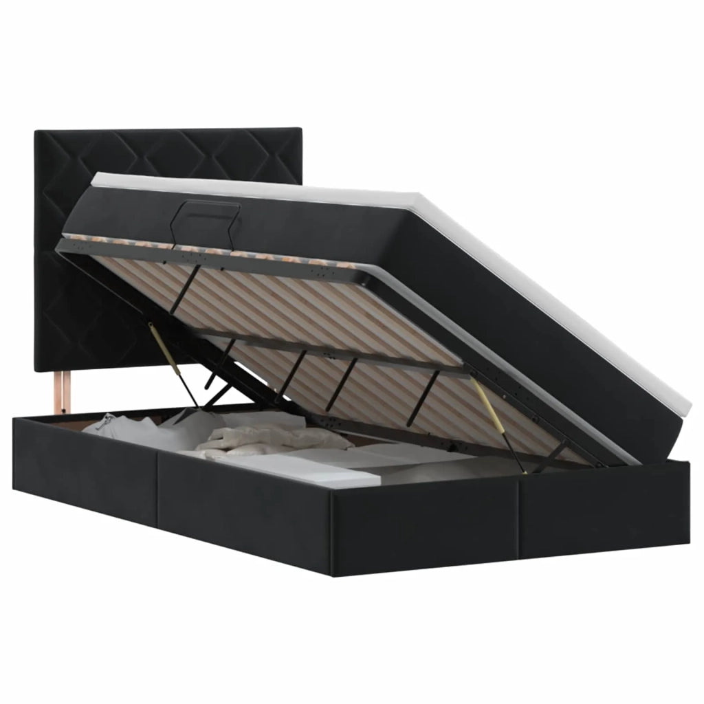 Letto con contenitore e materasso Nero 120 x 200 cm Velluto 3459743