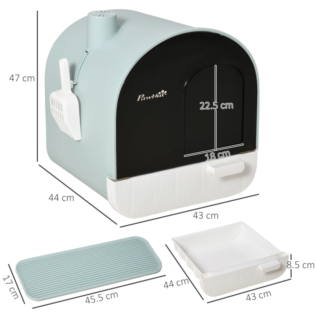 Toilette chiusa per gatti 43x44x47 cm in plastica verde con coperchio