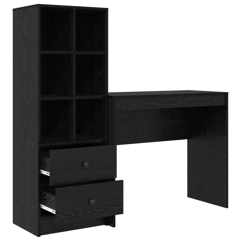 Scrivania con cassetto con lo scaffale 2 pcs Rovere Nero 3337322