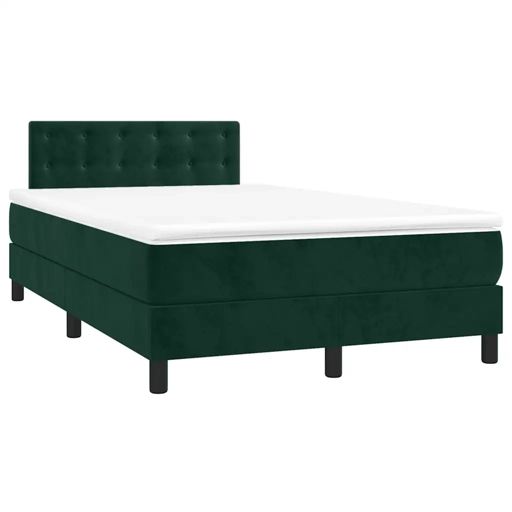 Letto a Molle con Materasso e LED Verde Scuro 120x200cm Velluto 3134636