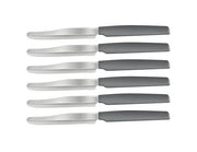 Set 6 Coltelli da Tavola Active Antracite con Lama Seghettata Pedrini