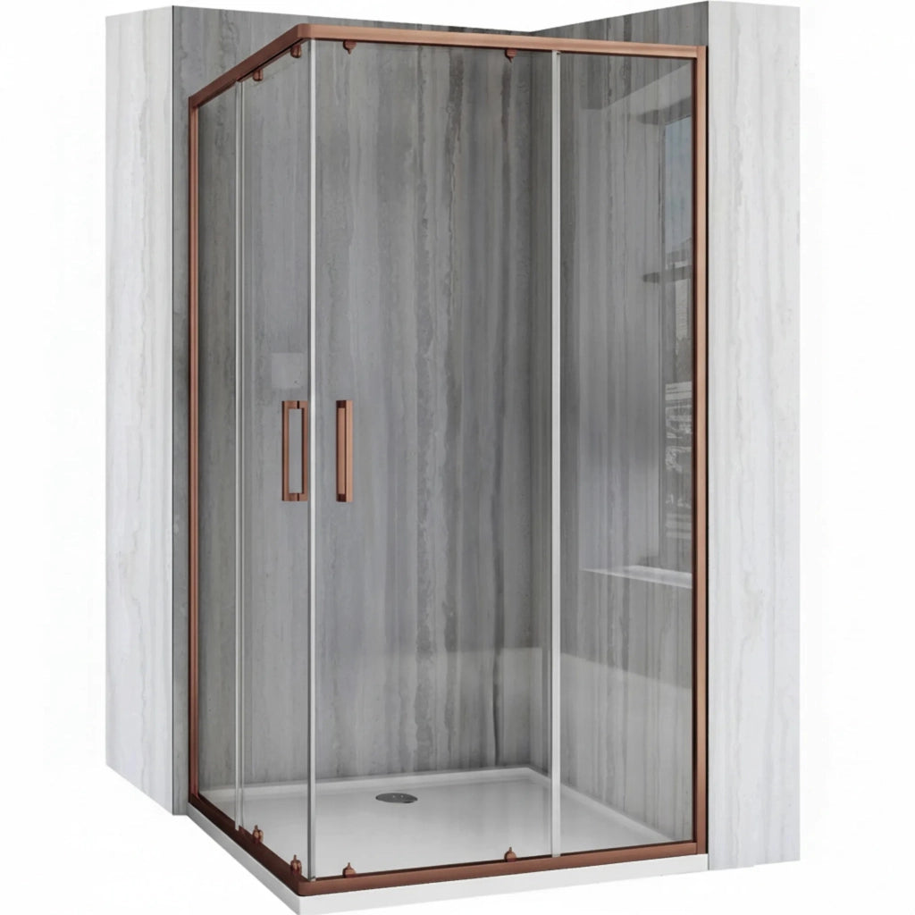 Cabina Doccia Rea City 80x100 Brush Copper con piatto doccia Savoy
