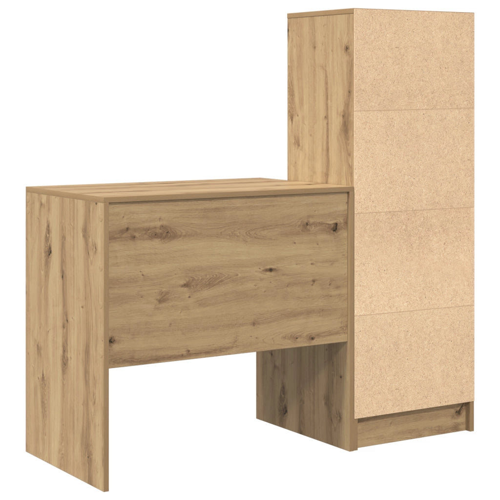 Scrivania  con Ripostiglio Rovere Artigianale Legno Ingegnerizzato