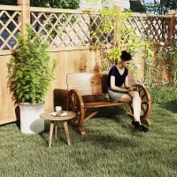 Panca da Giardino 2 Posti con Schienale Alto, in Legno di Abete, 114x58x80 cm, Marrone