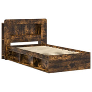Letto singolo | Letto per adulti | Telaio del letto con storage Rovere Fumo 80 x 200 cm