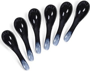 Set di cucchiai per soffritto in porcellana, 15 cm, insieme di cucchiai per cibi asiatici, per muesli, ramen, frittura, wonton, zuppe, facile da afferrare (porcellana, meteor)