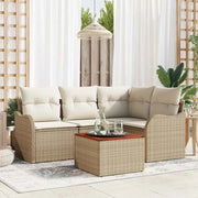 Set Divano da Giardino 5 pcs Beige e Crema polyrattan 3356118