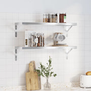 vidaXL Mensole a Muro 2 pz 75x23,5x3cm Argento in Acciaio Inossidabile