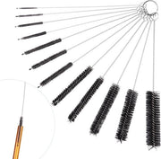 Set di Spazzole per Bottiglie con Spazzole di Pulizia Lunghe - 12 Pezzi - Raccoglitore di Rami in Nylon - Spazzole a Cannello - Set di Pulizia per Bottiglie, Bicchieri, Pipette e Tastiere - Bianco