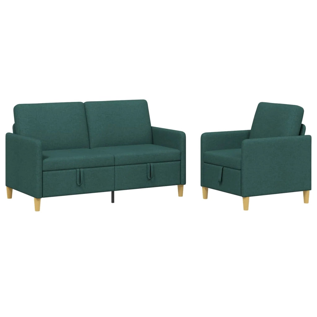 Set di Divani con Storage 2 pcs Verde Scuro Poliestere 3429181