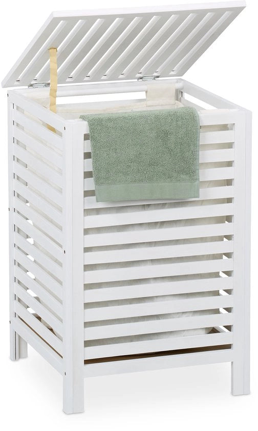 Scopa con coperchio - 63 l - legno - 65,5 x 45 x 45 cm - spazzola - bianco