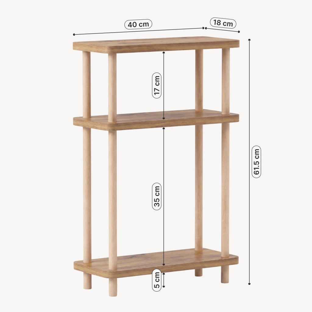 Scaffale da Terra Multiuso Nampernu a 3 Piani 62 x 40 x 18 cm - Effetto Legno [en.casa]