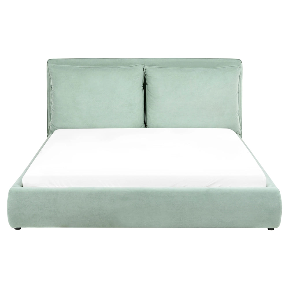 Letto moderno velluto verde menta 160 x 200 cm testata imbottita