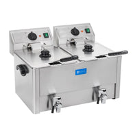 Friggitrice in acciaio inox 2 vasche vasca estraibile 13 litri con termostato professionale EGO timer 3614021