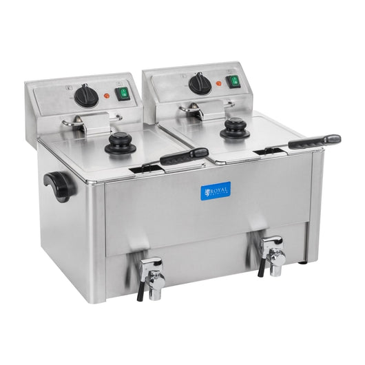 Friggitrice in acciaio inox 2 vasche vasca estraibile 13 litri con termostato professionale EGO timer 3614021