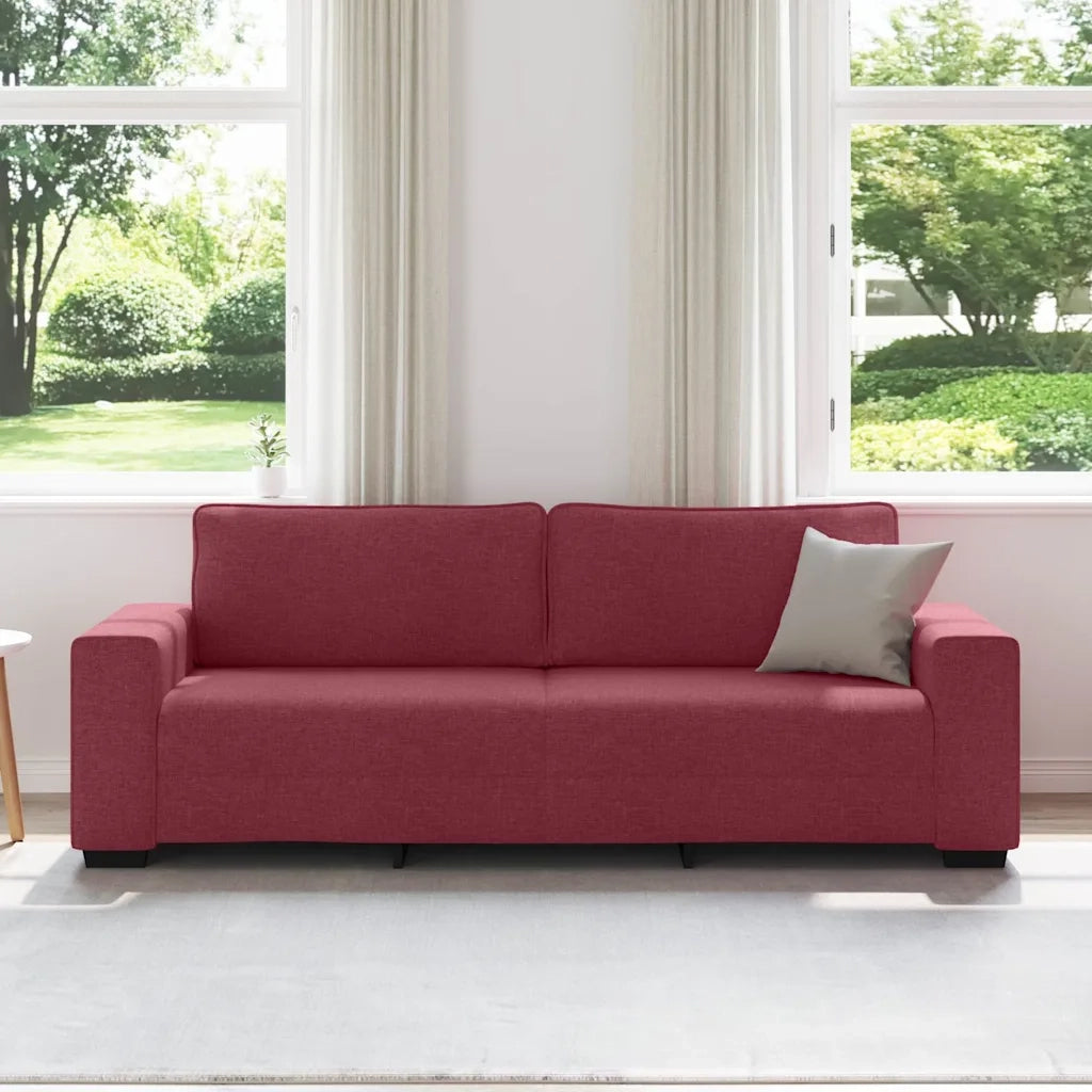 vidaXL Divano a 3 Posti Rosso Vino 180 cm in Tessuto