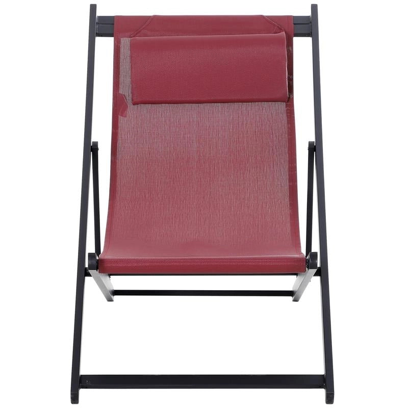 SET 2 SEDIE SDRAIO PIEGHEVOLI IN ALLUMINIO E TEXILENE ROSSO