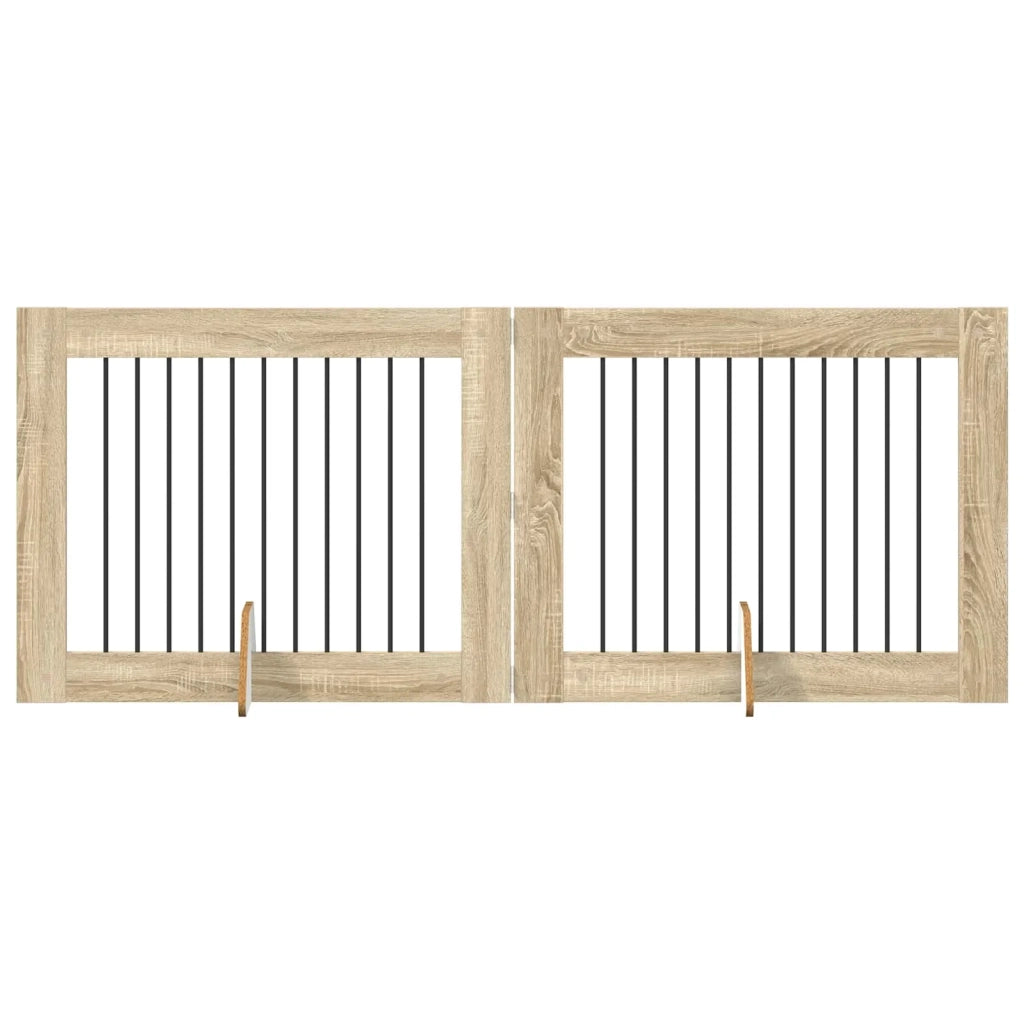 Cancello per cani con supporti 2 pcs Rovere Sonoma 100 x 80 cm 892056