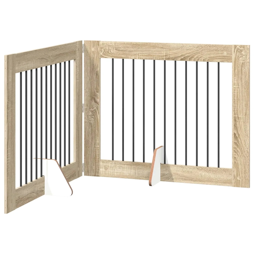 Cancello per cani pieghevole con supporti 2 pz Rovere Sonoma 892056