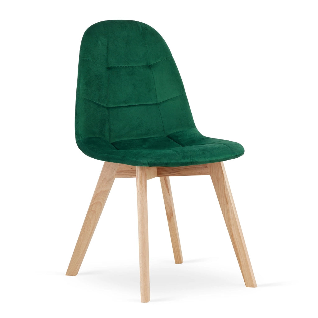 Sedia Valora NUUC in velluto verde scuro, design ergonomico x4